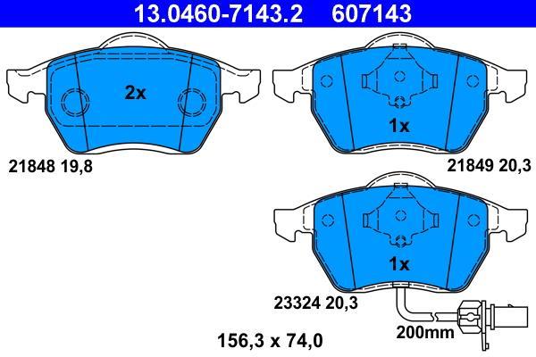Jeu de 4 plaquettes de frein ATE ref. 13.0460-7143.2