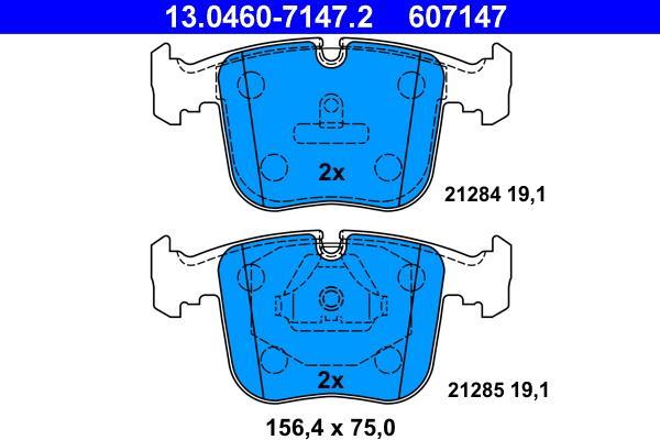 Jeu de 4 plaquettes de frein ATE ref. 13.0460-7147.2