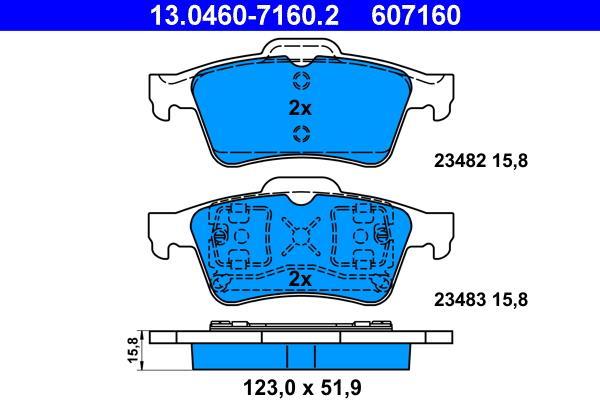 Jeu de 4 plaquettes de frein ATE ref. 13.0460-7160.2