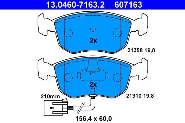 Jeu de 4 plaquettes de frein ATE ref. 13.0460-7163.2