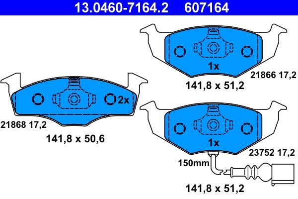 Jeu de 4 plaquettes de frein ATE ref. 13.0460-7164.2