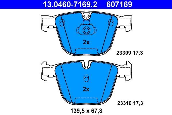 Jeu de 4 plaquettes de frein ATE ref. 13.0460-7169.2