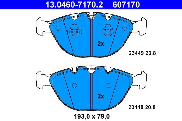 Jeu de 4 plaquettes de frein ATE ref. 13.0460-7170.2