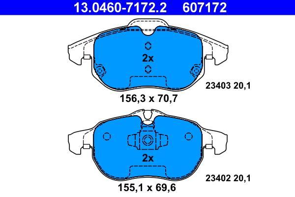 Jeu de 4 plaquettes de frein ATE ref. 13.0460-7172.2