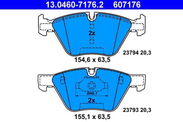 Jeu de 4 plaquettes de frein ATE ref. 13.0460-7176.2