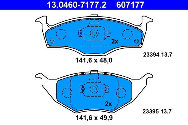 Jeu de 4 plaquettes de frein ATE ref. 13.0460-7177.2