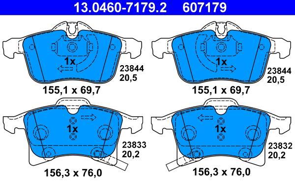Jeu de 4 plaquettes de frein ATE ref. 13.0460-7179.2