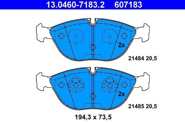 Jeu de 4 plaquettes de frein ATE ref. 13.0460-7183.2