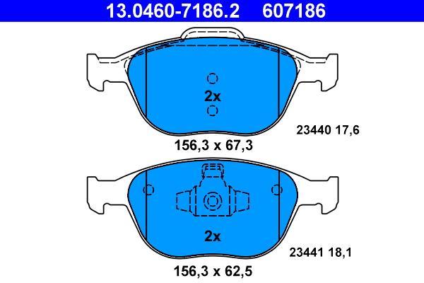 Jeu de 4 plaquettes de frein ATE ref. 13.0460-7186.2