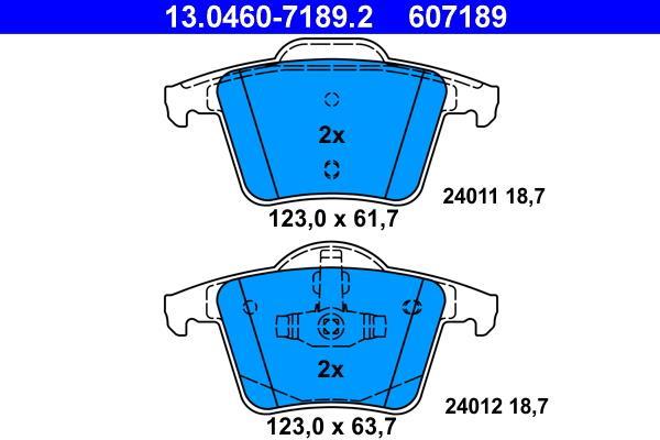 Jeu de 4 plaquettes de frein ATE ref. 13.0460-7189.2