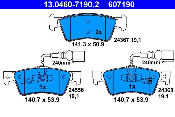Jeu de 4 plaquettes de frein ATE ref. 13.0460-7190.2