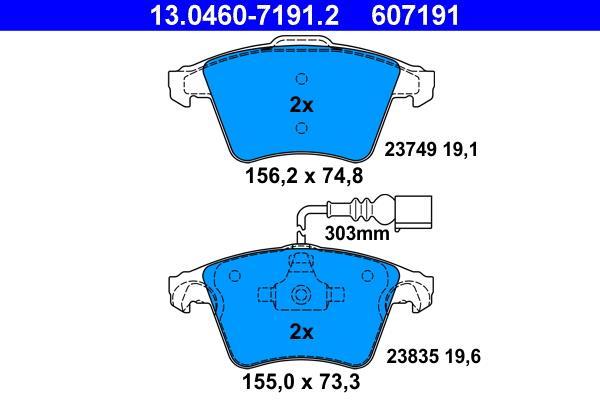 Jeu de 4 plaquettes de frein ATE ref. 13.0460-7191.2