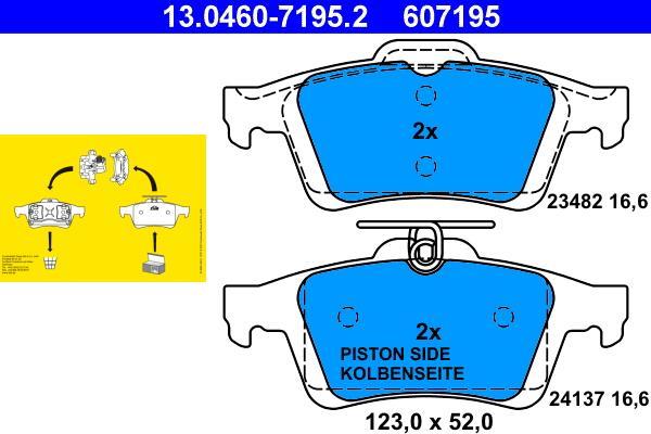 Jeu de 4 plaquettes de frein ATE ref. 13.0460-7195.2