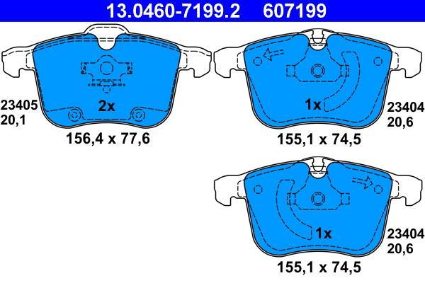 Jeu de 4 plaquettes de frein ATE ref. 13.0460-7199.2
