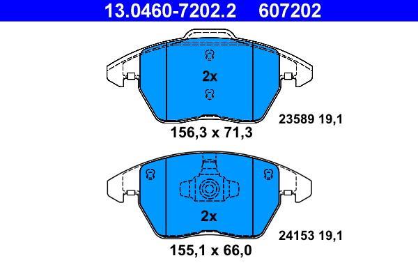 Jeu de 4 plaquettes de frein ATE ref. 13.0460-7202.2