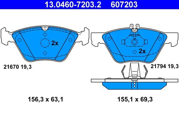 Jeu de 4 plaquettes de frein ATE ref. 13.0460-7203.2