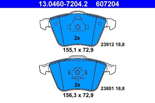 Jeu de 4 plaquettes de frein ATE ref. 13.0460-7204.2