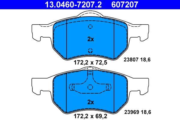 Jeu de 4 plaquettes de frein ATE ref. 13.0460-7207.2