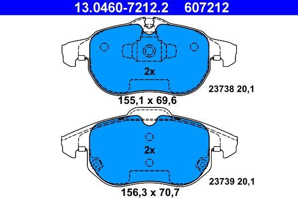 Jeu de 4 plaquettes de frein ATE ref. 13.0460-7212.2