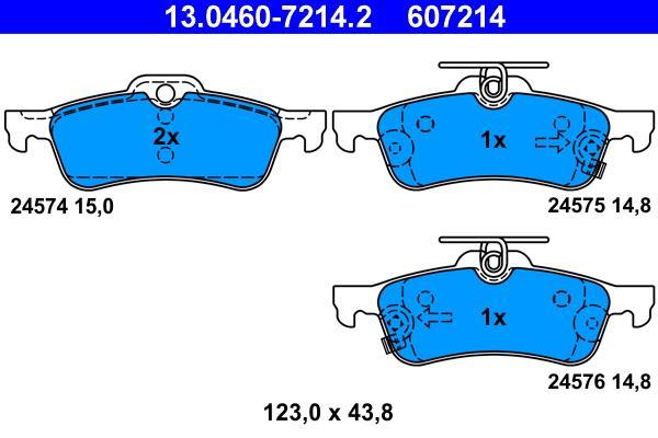 Jeu de 4 plaquettes de frein ATE ref. 13.0460-7214.2