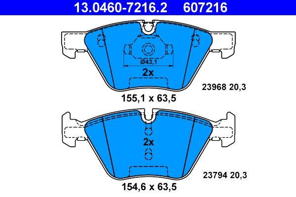 Jeu de 4 plaquettes de frein ATE ref. 13.0460-7216.2