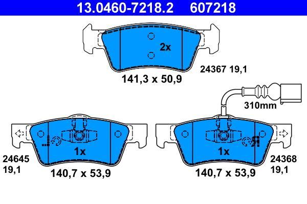 Jeu de 4 plaquettes de frein ATE ref. 13.0460-7218.2