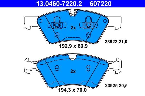 Jeu de 4 plaquettes de frein ATE ref. 13.0460-7220.2