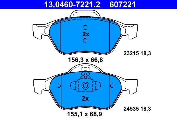 Jeu de 4 plaquettes de frein ATE ref. 13.0460-7221.2