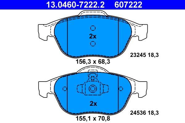 Jeu de 4 plaquettes de frein ATE ref. 13.0460-7222.2