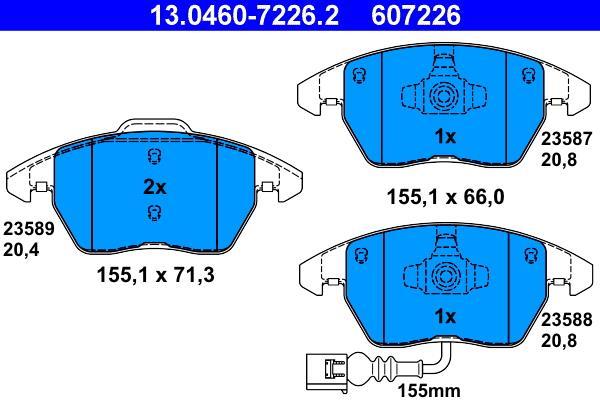 Jeu de 4 plaquettes de frein ATE ref. 13.0460-7226.2