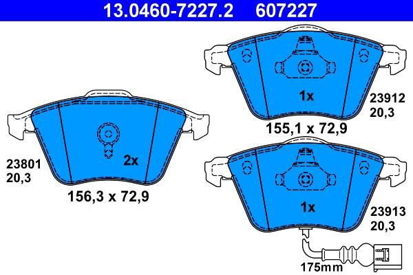 Jeu de 4 plaquettes de frein ATE ref. 13.0460-7227.2