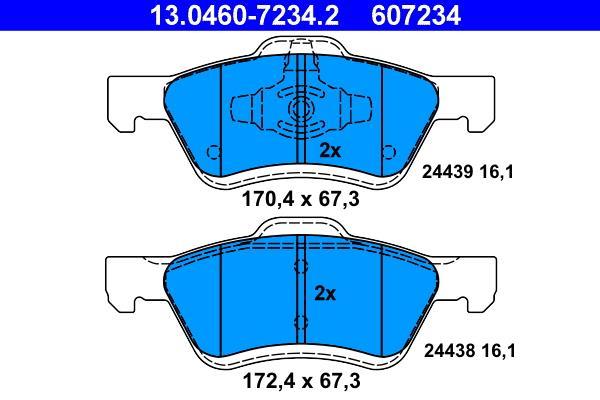 Jeu de 4 plaquettes de frein ATE ref. 13.0460-7234.2