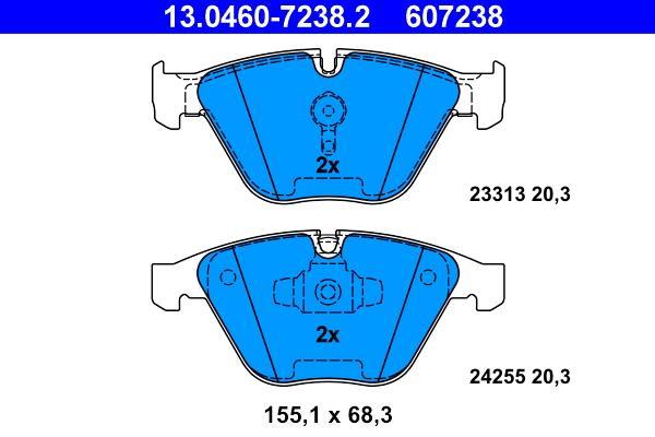 Jeu de 4 plaquettes de frein ATE ref. 13.0460-7238.2