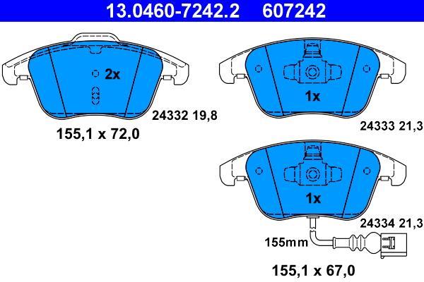 Jeu de 4 plaquettes de frein ATE ref. 13.0460-7242.2