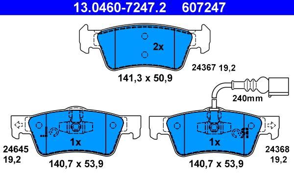 Jeu de 4 plaquettes de frein ATE ref. 13.0460-7247.2