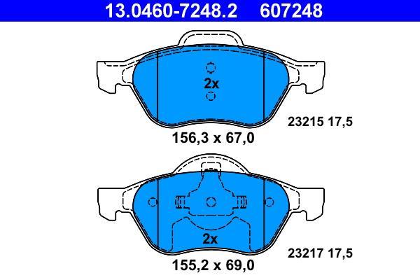 Jeu de 4 plaquettes de frein ATE ref. 13.0460-7248.2