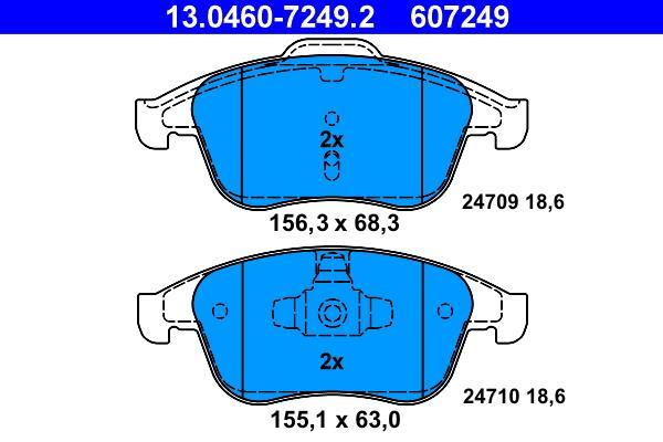Jeu de 4 plaquettes de frein ATE ref. 13.0460-7249.2