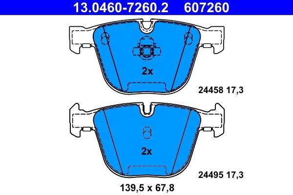 Jeu de 4 plaquettes de frein ATE ref. 13.0460-7260.2