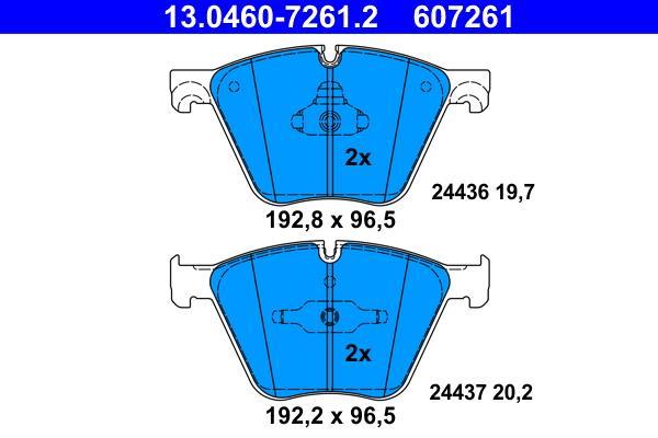 Jeu de 4 plaquettes de frein ATE ref. 13.0460-7261.2