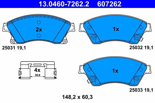 Jeu de 4 plaquettes de frein ATE ref. 13.0460-7262.2