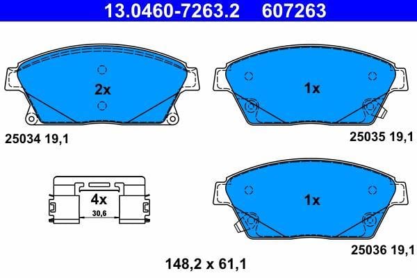 Jeu de 4 plaquettes de frein ATE ref. 13.0460-7263.2