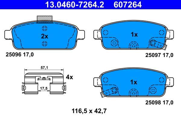 Jeu de 4 plaquettes de frein ATE ref. 13.0460-7264.2