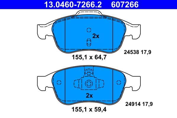 Jeu de 4 plaquettes de frein ATE ref. 13.0460-7266.2