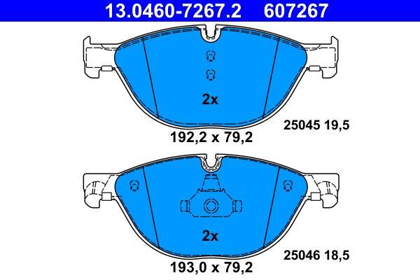 Jeu de 4 plaquettes de frein ATE ref. 13.0460-7267.2
