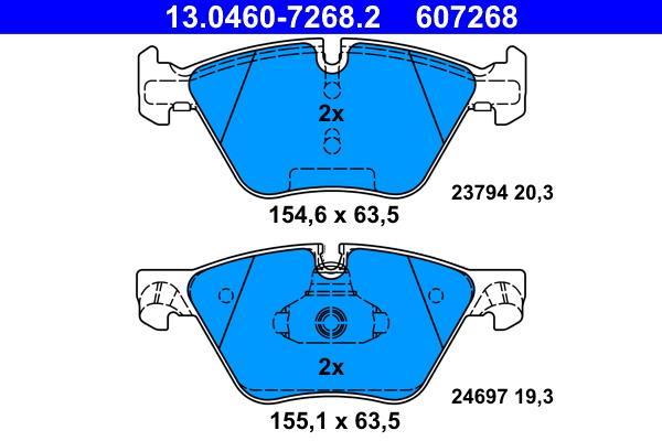Jeu de 4 plaquettes de frein ATE ref. 13.0460-7268.2