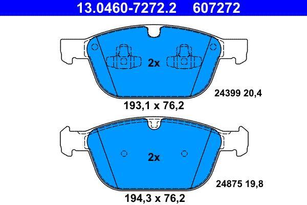 Jeu de 4 plaquettes de frein ATE ref. 13.0460-7272.2
