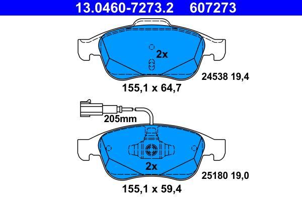 Jeu de 4 plaquettes de frein ATE ref. 13.0460-7273.2