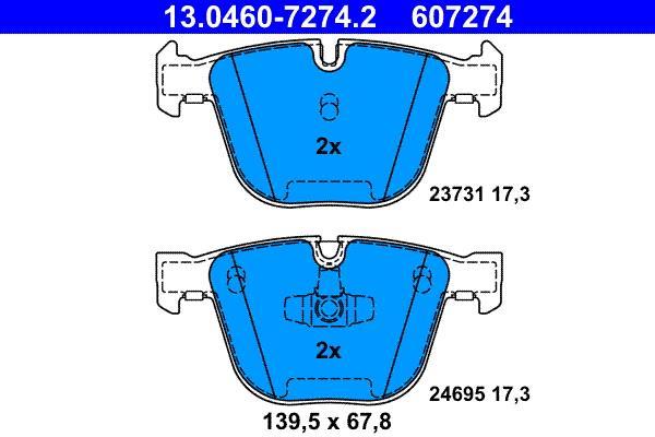 Jeu de 4 plaquettes de frein ATE ref. 13.0460-7274.2