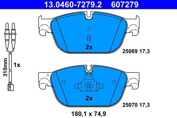 Jeu de 4 plaquettes de frein ATE ref. 13.0460-7279.2