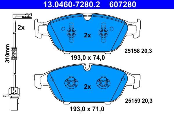 Jeu de 4 plaquettes de frein ATE ref. 13.0460-7280.2